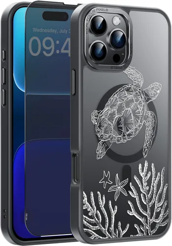 Vista 33 de Goodon para iPhone 15 Pro Max con protector de pantalla de privacidad, compatible con Magsafe, funda translúcida mate a prueba de golpes - Linda
