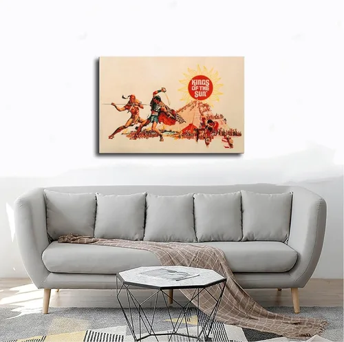 Vista 4 de SHUBIAO Kings of The Sun Retro Old Movie Poster Art Cover 2 Canvas Poster Wall Art Decor Print Picture Paintings for Living Room Bedroom Decoration