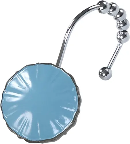 Vista 2 de Hanakotoba - Ganchos decorativos azules para cortina de ducha, diseño de bolas de anillo enrollable, ganchos para cortinas de baño, juego de 12
