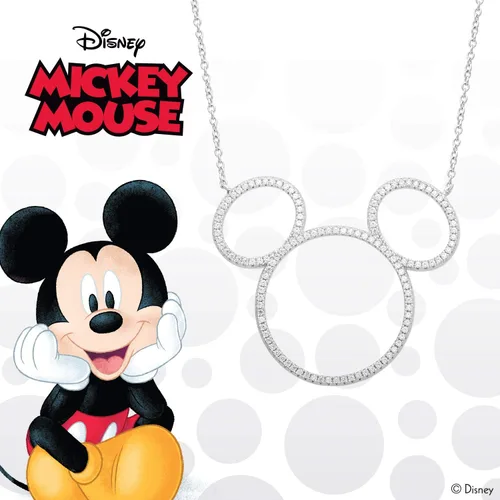 Vista 5 de Disney Mickey Mouse Jewelry collar de plata de ley con circonita cúbica
