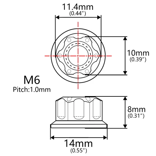 Vista 2 de Tuerca de perno de brida de titanio M6 M8 M10 M12 M14 M16 para bicicleta, motocicleta, eje trasero de automóvil, accesorios de modificación