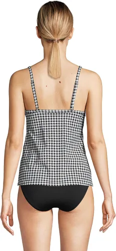 Vista 4 de Lands' End Traje de baño tankini resistente al cloro para mujer con tirantes ajustables, NegroCuadros blancos, 10