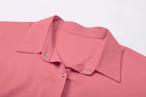 Vista 4 de Blusa suave casual de manga corta con broche frontal para mujer