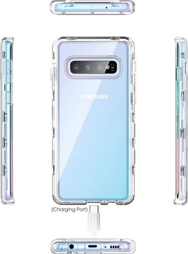 Vista 7 de KIOMY Funda transparente para Samsung Galaxy S10+ / S10 Plus, 3 en 1, a prueba de golpes, funda protectora para teléfono, carcasa de policarbonato