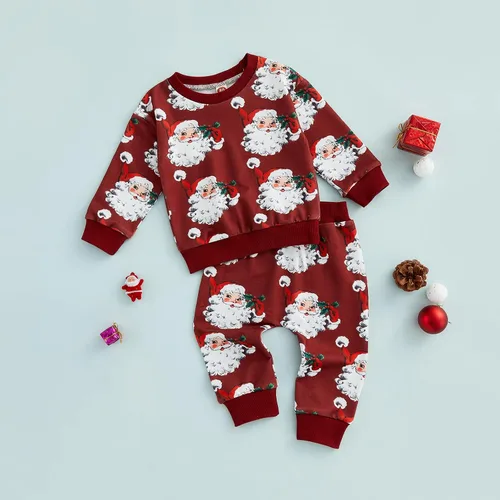 Vista 3 de VISGOGO Conjunto de sudadera de manga larga con estampado de letras para bebés, niños y niñas, ropa de otoño e invierno