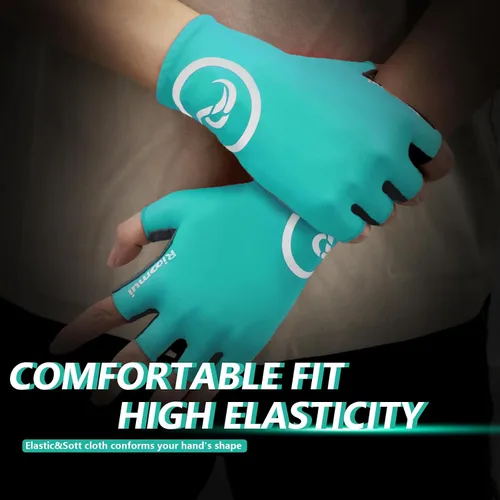 Vista 8 de Guantes de ciclismo para hombres y mujeres, guantes de ciclismo sin dedos, antideslizantes, 0.197 in, acolchados, absorben los golpes, transpirables