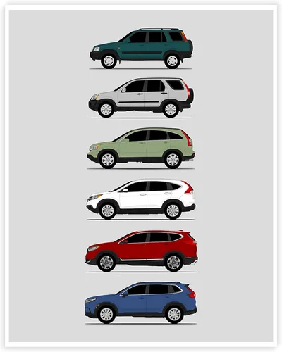 Vista 10 de Custom Car Posters Póster hecho a mano compatible con Acura (perfil lateral), decoración de lo mejor de las generaciones de Acura, historia 10C.