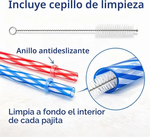 Vista 5 de 25 popotes de plástico reutilizables. Sin BPA, pajitas transparentes de 9 pulgadas de largo para tarros de masón, vaso Yeti, cepillo de limpieza