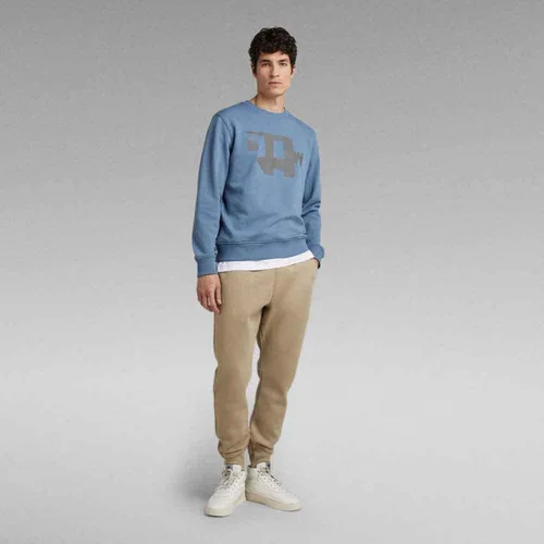 Vista 8 de G-STAR Sudadera de cuello redondo con estampado prémium para hombre Resumen: Azul