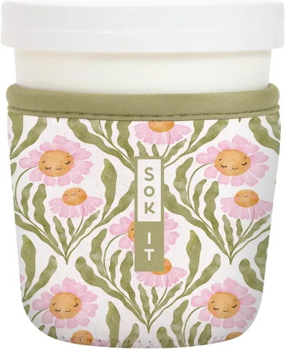 Vista 192 de Sok It IceCreamSok - Funda de neopreno aislada (flores abstractas, pintas de helado cónicas)
