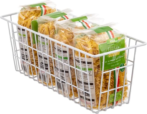 Vista 2 de iPEGTOP Juego de 6 cestas de almacenamiento de alimentos de alambre de metal con asas para organizar armarios de cocina, estante de despensa, baño