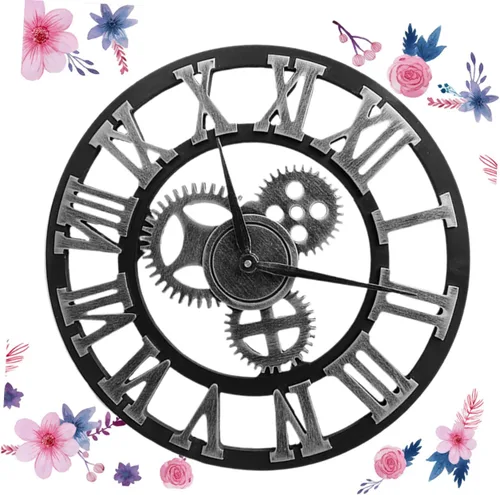 Vista 9 de DECHOUS Reloj de pared de engranajes industriales, gran reloj de pared moderno y creativo, decoración retro chic