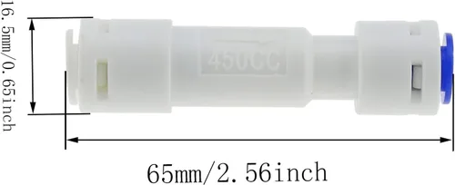 Vista 2 de Restrictor de flujo 450 2PCS 1/4Inch 450CC Restrictores de flujo con conexión rápida para ósmosis inversa RO