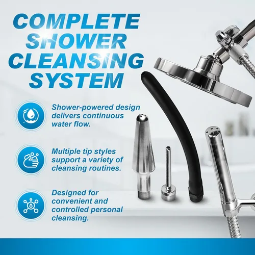 Vista 2 de Sistema todo en uno de 4 boquillas para hacer enemas en la ducha Juego de enema de ducha prémium Cleanstream