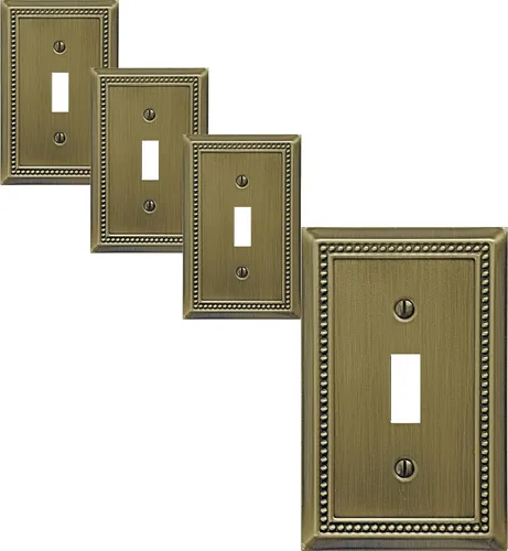 Vista 46 de OKAWYC Belaire - Cubierta para interruptor de luz de decoración individual, placa de pared de metal con cuentas, paquete de 4 unidades de bronce