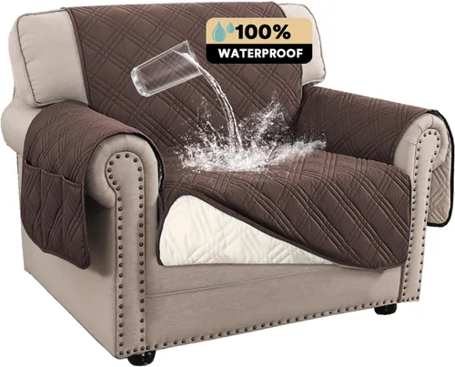 Vista 25 de PrinceDeco Fundas 100% impermeables para sofá biplaza de 2 cojines, fundas impermeables y lavables para sofá con bolsillo lateral, protector