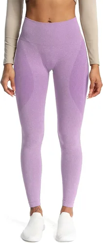 Vista 2 de Aoxjox Leggings de entrenamiento sin costuras para mujer, con contorno de sonrisa, cintura alta, pantalones de yoga para gimnasio
