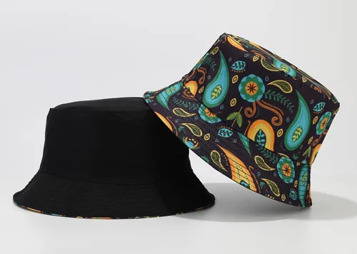 Vista 2 de Quanhaigou Sombrero de pescador para hombres y mujeres, sombreros de sol estampados reversibles, para pescador, para exteriores, verano, viajes
