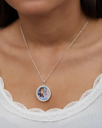 Vista 3 de Disney Frozen 2 - Collar con colgante chapado en plata fina 16 extensor de 2 pulgadas Latón