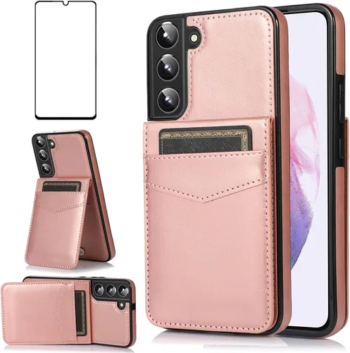 Vista 9 de Asuwish Funda de teléfono para Samsung Galaxy S22 Plus/S22+ con protector de pantalla de vidrio templado y tarjetero para tarjetas de crédito