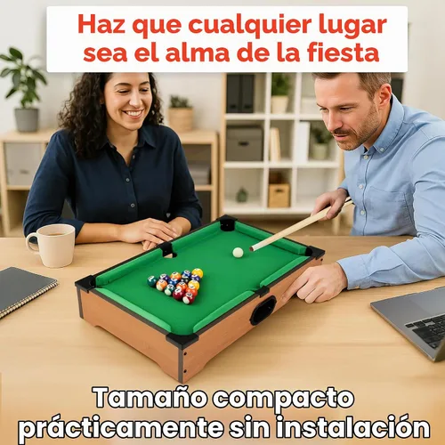 Vista 4 de Hey Play Mini mesa de billar, juego de billar portátil de mesa, 20.25 x