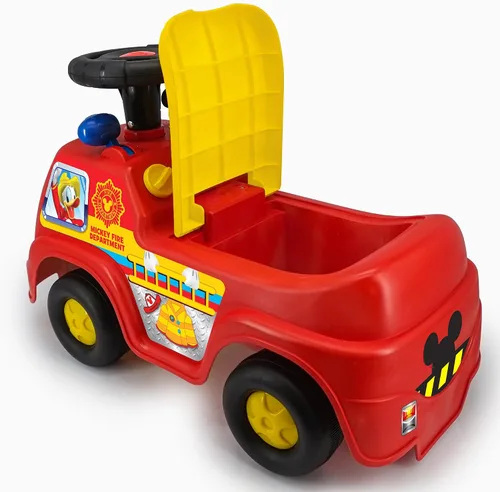 Vista 2 de Kiddieland Mickey - Camión de bomberos con luces y sonidos, vehículo infantil de pie a piso, tablero interactivo, 12-36 meses, límite de 55 libras