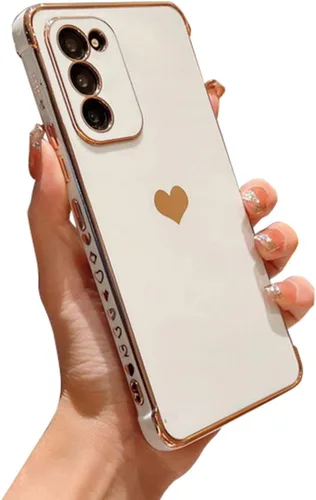 Vista 271 de phylla Funda de teléfono compatible con Samsung Galaxy A12 de 6.5 pulgadas, lindo corazón chapado en oro, elegante funda de lujo para mujer