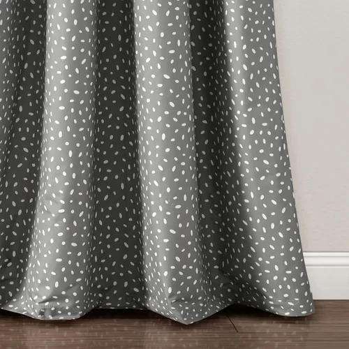 Vista 4 de Lush Decor Pixie Fox Geo - Panel de cortina opaca para ventana, panel individual, 52 pulgadas de ancho x 84 pulgadas de largo, gris oscuro, cortinas