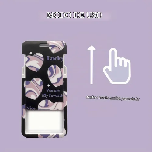 Vista 6 de 2 soportes para tarjetas fotográficas Kpop, estilo corazón, para PC, soporte para tarjetas de identificación con llavero, funda protectora