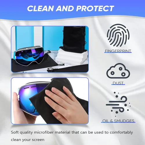 Vista 4 de Bolsa de microfibra para gafas de esquí, bolsa de microfibra con cordón, funda suave, 10 x 7 pulgadas