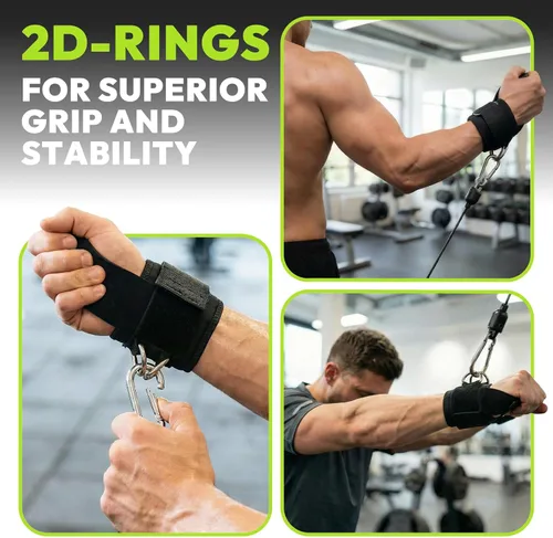 Vista 6 de HANDBODE Lifting Wrist Straps for Weightlifting, Gym Wraps with Double D-Ring for Secure Grip, Deadlift, Pull Up, Bodybuilding, Cable Workout, Fit