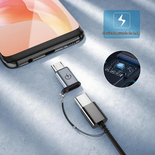 Vista 2 de Jadebones - Adaptador USB C a Micro USB, paquete de 4, color gris