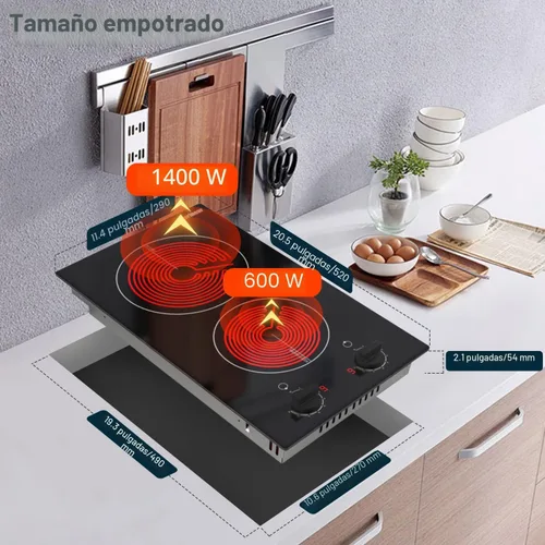 Vista 5 de Karinear 110v Cocina eléctrica 2 quemadores, 12" estufa eléctrica Top Plug Perilla Conrtol 2 Quemador 110V