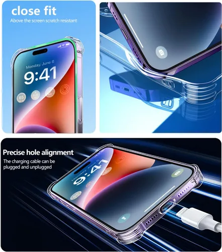 Vista 6 de Funda transparente compatible con iPhone 14 Pro Max, diseño de hongos, TPU suave, a prueba de golpes, antiarañazos, transparente, diseñada