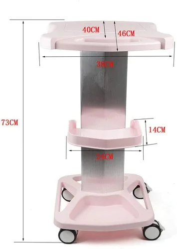 Vista 2 de Carrito de salón rodante - Carro móvil de aluminio con soporte para carritos rodantes médicos para cavitación ultrasónica, máquina RF, estante
