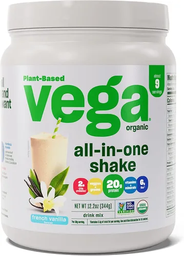 Vista 13 de Vega Organic All-in-One Proteína vegana en polvo sabor chocolate 9 porciones, ingredientes de superalimento, vitaminas para apoyo inmunológico