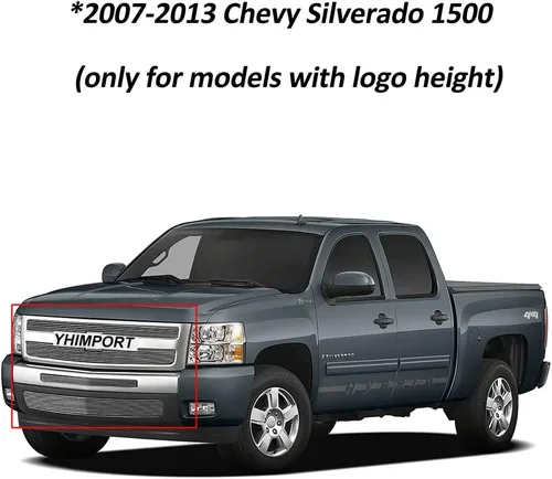 Vista 6 de Inserto de parrilla de aluminio para 2007 2008 2009 2010 2011 2012 2013 Chevy Silverado 1500 Parrilla delantera superior e inferior pulida