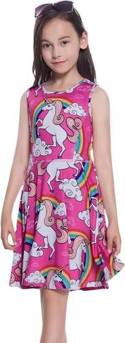 Vista 2 de Jxstar Vestidos sin mangas para niñas, ropa casual de verano para niños pequeños