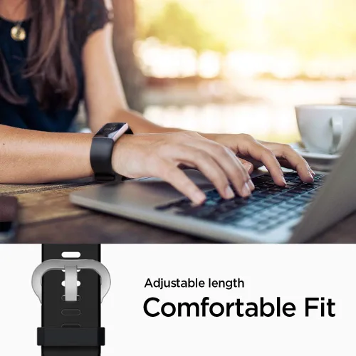 Vista 5 de Spigen Ajuste de silicona diseñado para Fitbit Charge 4 (2020) / Charge 3 (2018) Band - Negro