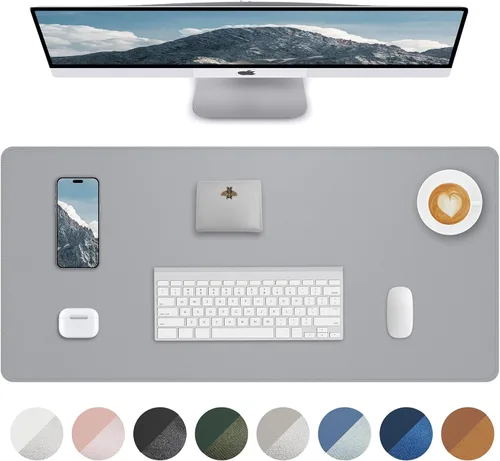 Vista 25 de Tapete protector para escritorio y mouse, antideslizante, de piel sintética, tapete impermeable de escritura para laptop, para oficina y hogar