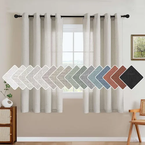 Vista 62 de H.VERSAILTEX Elegant - Cortinas texturizadas de lino natural mezclado con eficiencia energética, filtrado de luz, con ojales de níquel