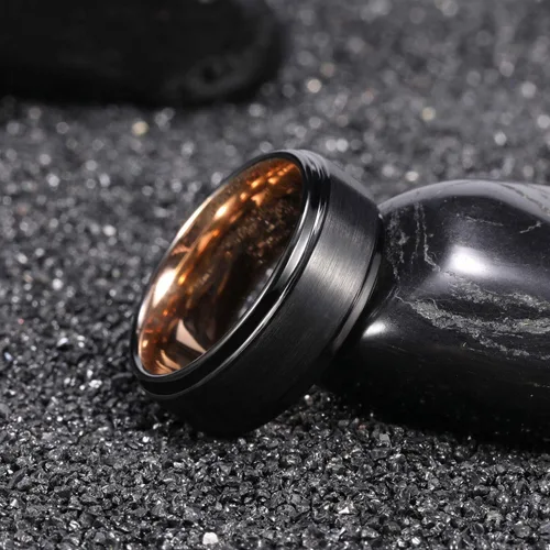 Vista 3 de TRUMIUM - Anillo de boda de carburo de tungsteno de 1564 y 516 de pulgada, para hombres y mujeres, con borde escalonado, grabado en inglés I Love