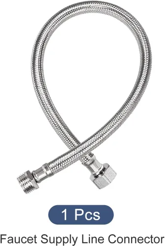 Vista 5 de METALLIXITY Conector de línea de suministro de grifo (19.685 in/20 pulgadas), conector de manguera de suministro de agua 304 hembra G1/2 macho G1/2