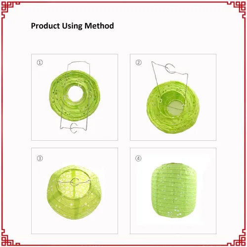 Vista 8 de Paquete de 12 linternas de papel chinas, japonesas, colgantes de papel con luces LED, borlas de 6.3 pulgadas, ovaladas para decoraciones de Año
