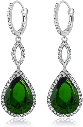 Vista 3 de Gem Stone King Aretes de plata de ley 925 con forma de lágrima elegantes y colgantes para boda 2 pulgadas forma de pera de 0630 x 0472in 2000
