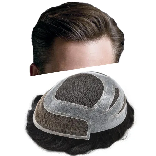 Vista 11 de Toupee For Men Hair Piece Real Human Hair Mens Hair System Fine Mono Mens Toupee Hair System For Men Hairpieces French Lace Natural Hairline8x10
