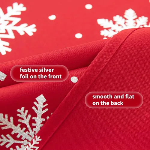 Vista 6 de Cortinas navideñas para sala de estar, cortinas de lujo con estampado de copos de nieve, cortinas de ventana con bolsillo para barra, cortinas