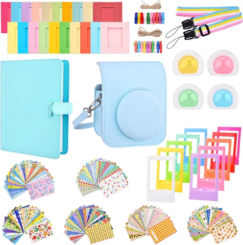 Vista 12 de Sunmns Kit de accesorios compatible con cámara instantánea Instax Mini 12, incluye funda para álbum, calcomanías para marcos de fotos, filtros