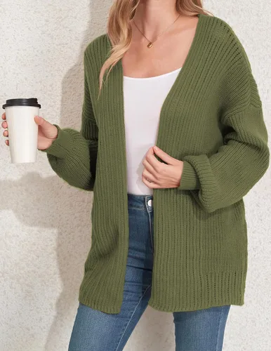 Vista 5 de ZAFUL Cárdigan de punto grueso para mujer, con frente abierto, para otoño, manga larga, casual, holgado, grueso, para exteriores