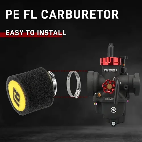 Vista 7 de Kit de Carburador NIBBI PE17, Carburador de 17 mm para Motocicleta con Filtro de Aire de Espuma - Compatible con Pitbike de 100 cc, 110 cc, Dirt